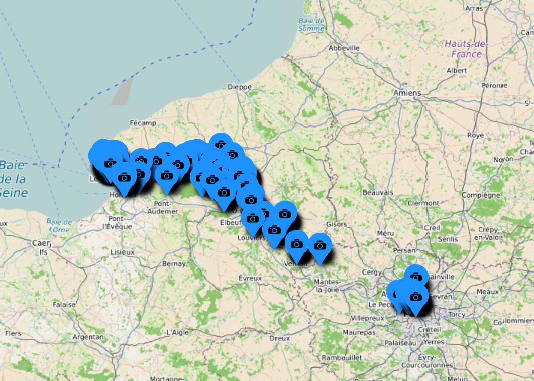  Carte de la Seine de Paris au Havre, avec pictogrammes